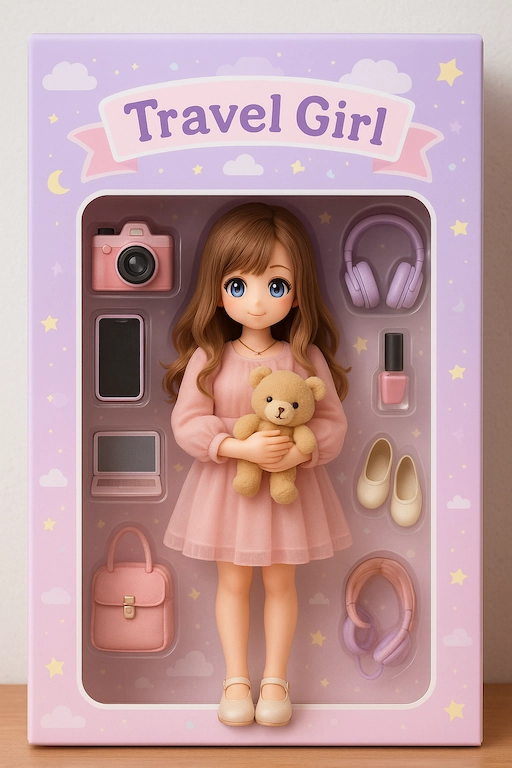 ChatGPT「Travel Girl」のAI生成ドール ボックスタイプ。