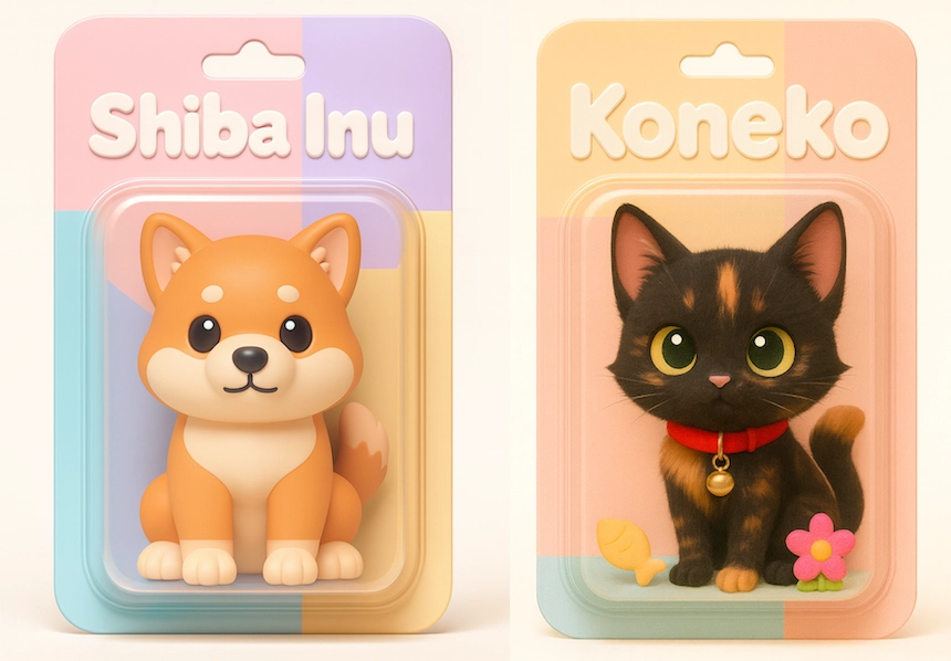 記事に記載のプロンプトを使用し作成したペットフィギュア画像