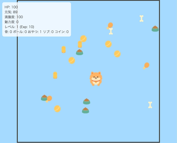ChatGPTゲームに、キャラクターやアイテムアイコンを表示した画像