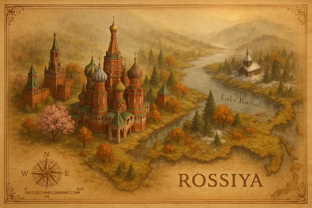 ChatGPTで生成した手書き風のロシアミニチュア地図